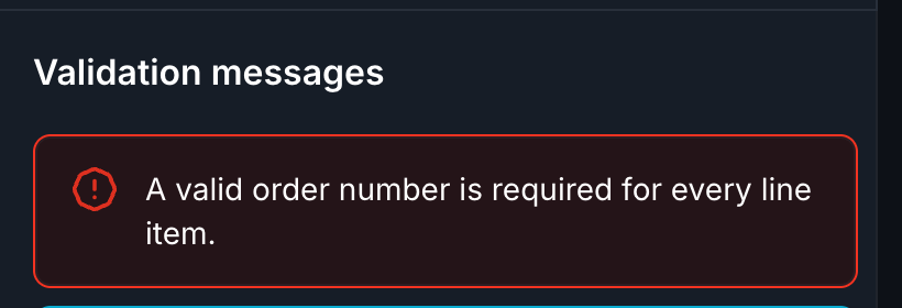 image showing messages no purchase order found