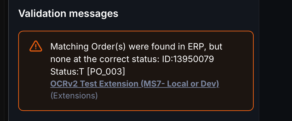 image showing the original warning message as a warning