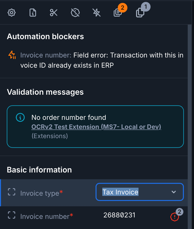 image showing messages no purchase order found