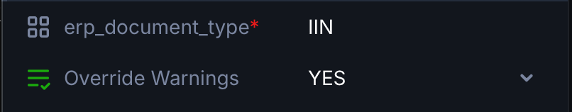 bild som visar rutan för att åsidosätta varningar inställd på ja